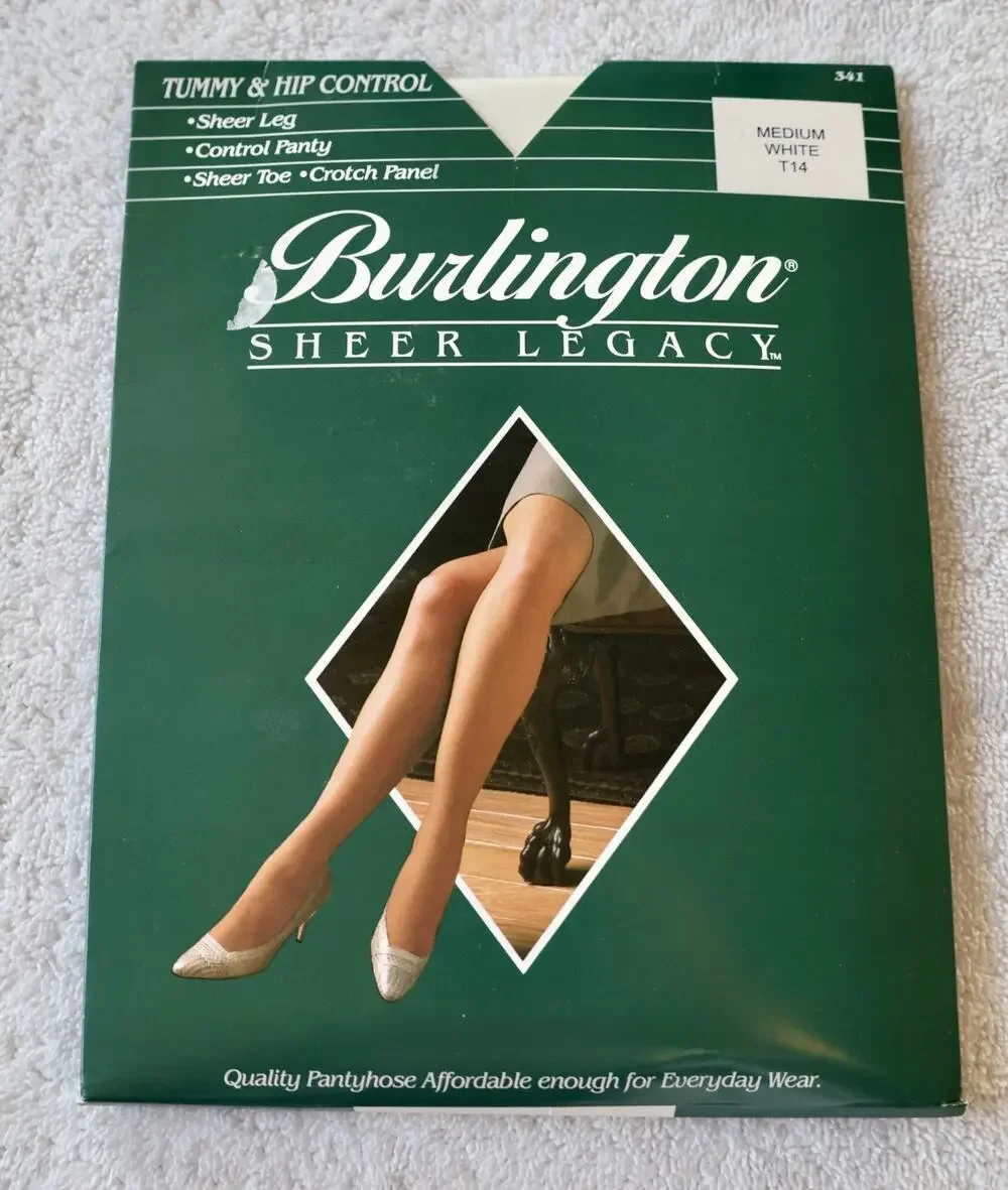 Burlington Sheer Legacy Pantyhose Tummy Hip Control Size Medium White T14